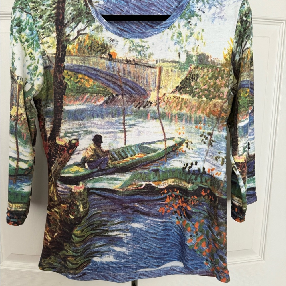 Breeke 3/4 length sleeve cotton Monet print top.